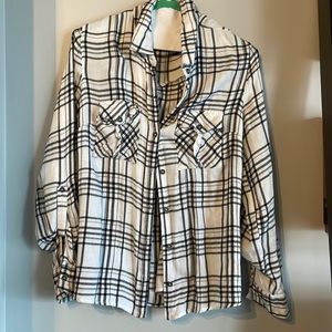Black and white plaid button up